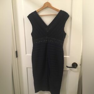 Adrianna Papell Navy V-Neck Dress